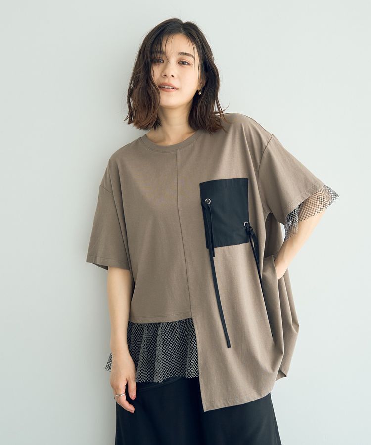 Editt by YECCA VECCA「<<追加>>ポケットアシメデザインTee②」|Tシャツ・カットソー|Khaki
