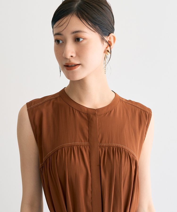 YECCA VECCA「ベルト付きラメステッチギャザーワンピース」|ワンピース|