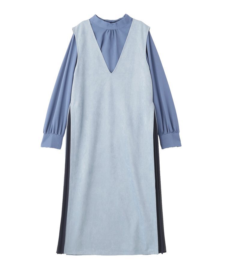 YECCA VECCA「【2点SET】ブラウスセットプリーツMIXジャンスカ」|ジャンパースカート|