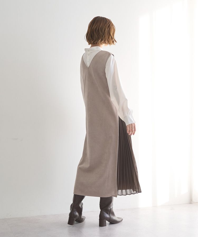 YECCA VECCA「【2点SET】ブラウスセットプリーツMIXジャンスカ」|ジャンパースカート|