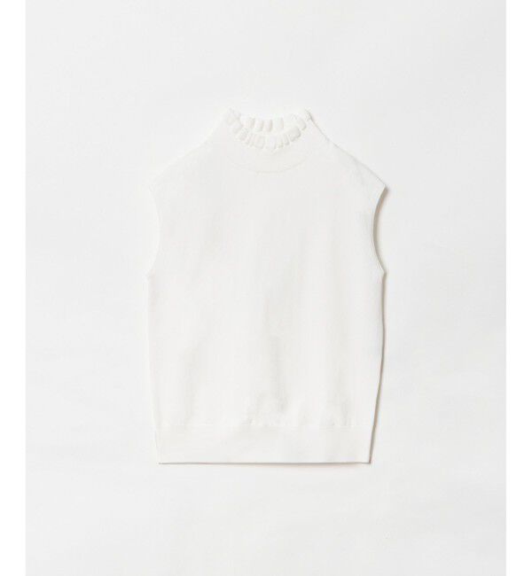 allureville「スタンドフリルネックフレンチプルオーバー」|ニット・セーター|オフホワイト