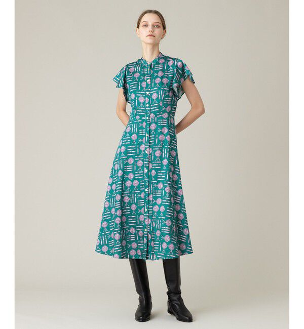 LOULOU WILLOUGHBY「【LOULOU WILLOUGHBY】グローブプリント ワンピース」|ワンピース|グリーン