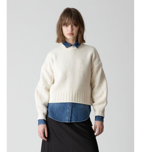 allureville「ウールカシミヤランタンスリーブプルオーバー」|ニット・セーター|オフホワイト