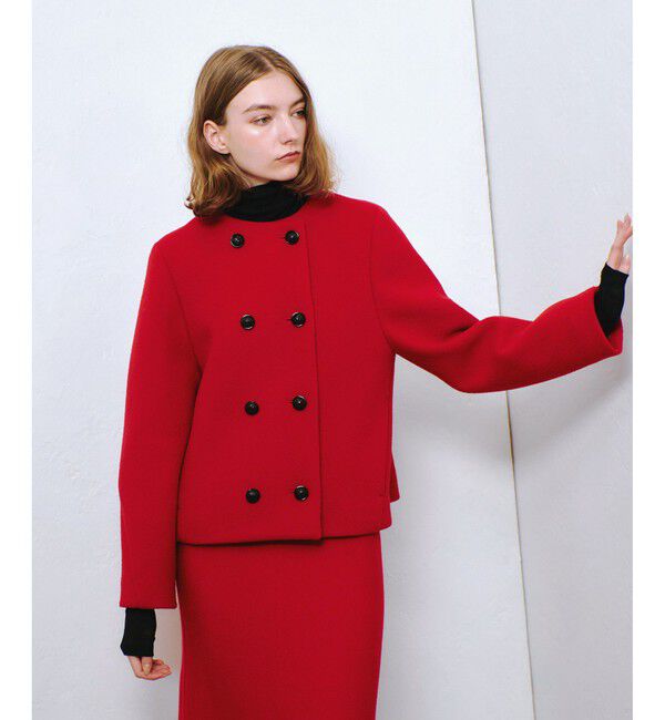 allureville「ショートビーバーノーカラージャケット」|ノーカラージャケット|