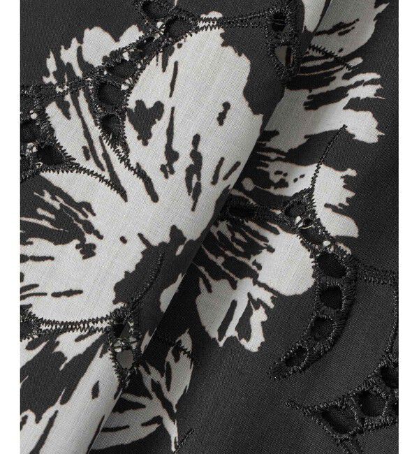 LOULOU WILLOUGHBY「【LOULOU WILLOUGHBY】モノトーンフラワー刺繍フレアスカート」|フレア|