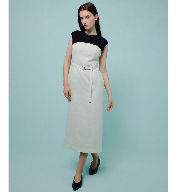 allureville「コンパクトツイルカットコンビワンピース」|ワンピース|アイボリー