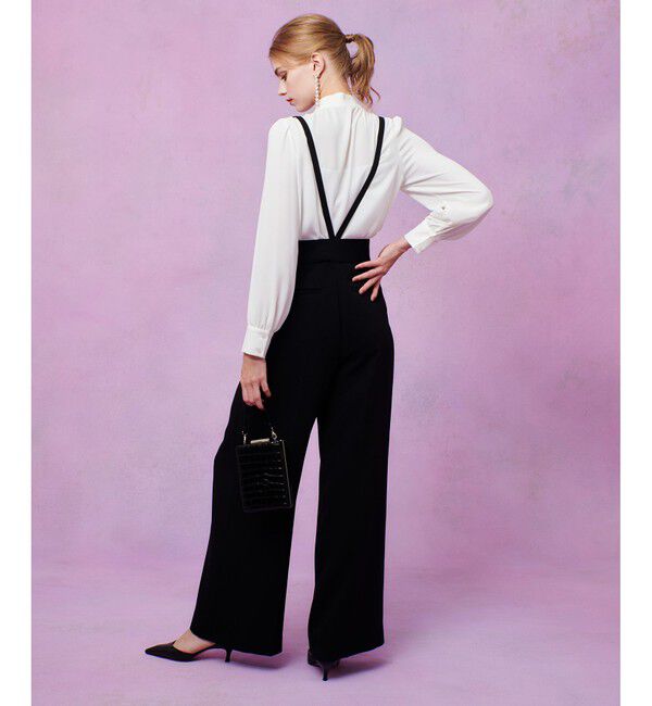 LOULOU WILLOUGHBY「【LOULOU WILLOUGHBY】ダブルクロスハイウエストサロペットパンツ」|チノ|