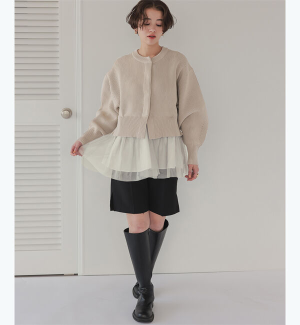 titivate「ペプラムレイヤードニットカーディガン」|カーディガン|
