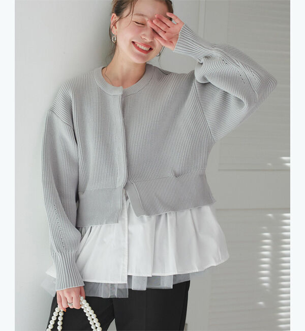 titivate「ペプラムレイヤードニットカーディガン」|カーディガン|