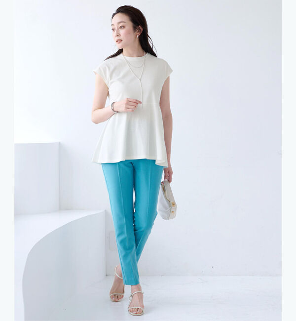 ur's「汗染み防止ペプラムフレンチスリーブTシャツ」|Tシャツ・カットソー|