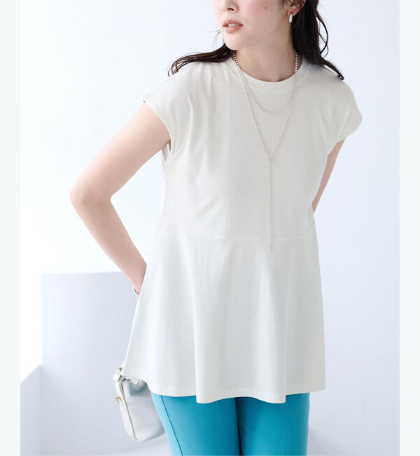 ur's「汗染み防止ペプラムフレンチスリーブTシャツ」|Tシャツ・カットソー|