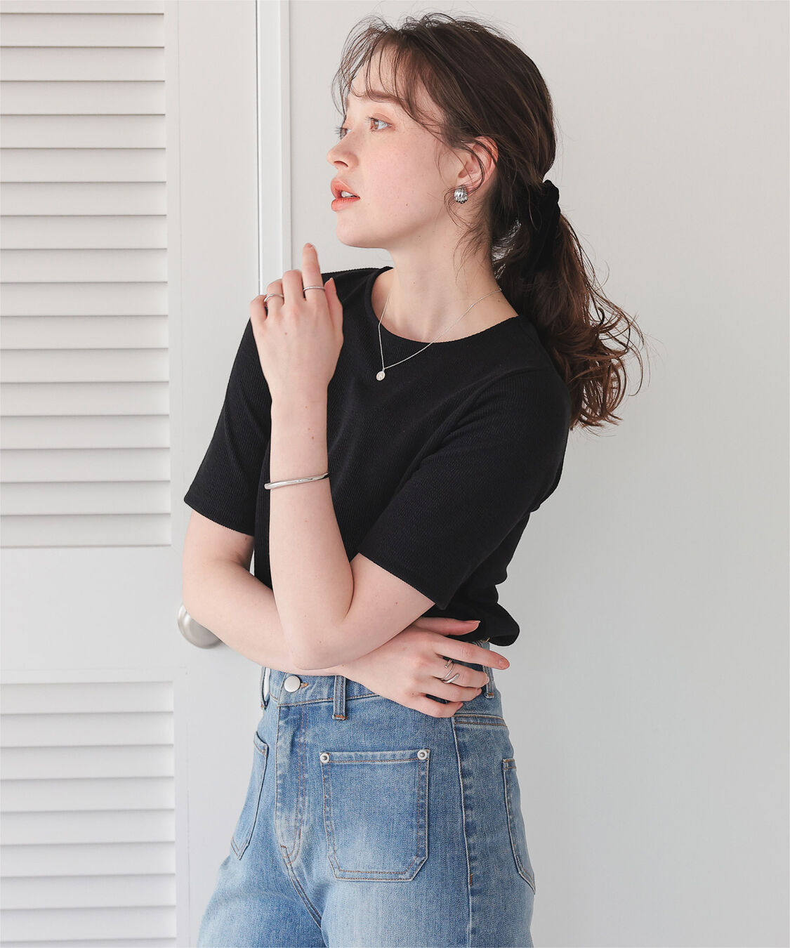 titivate「ハートカット刺繍前後2wayハーフスリーブTシャツ」|Tシャツ・カットソー|