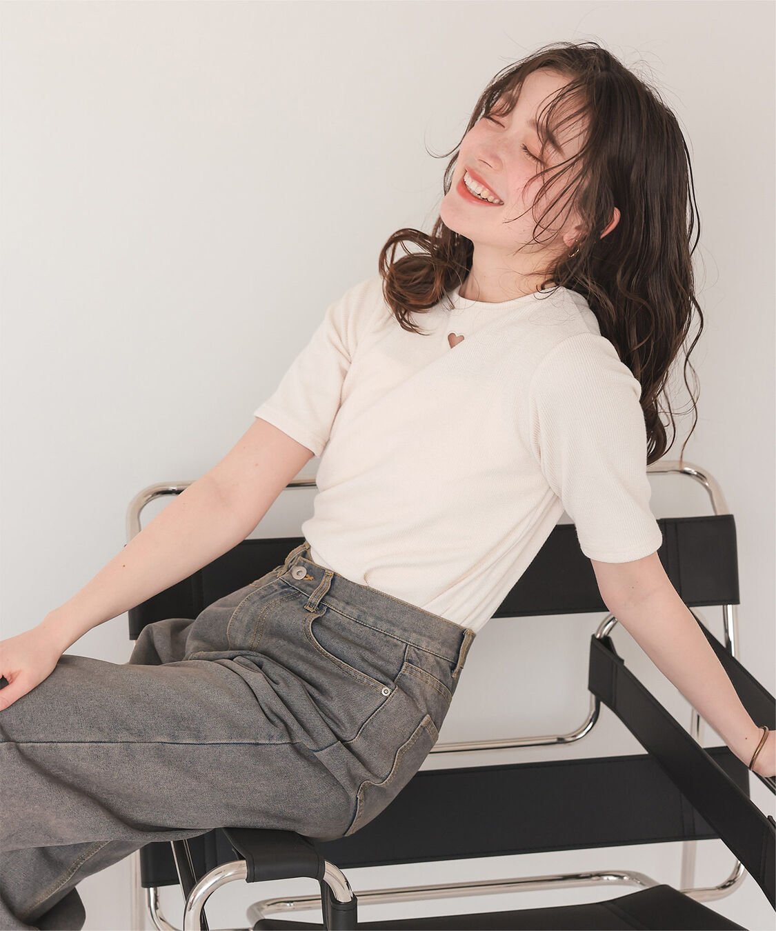 titivate「ハートカット刺繍前後2wayハーフスリーブTシャツ」|Tシャツ・カットソー|