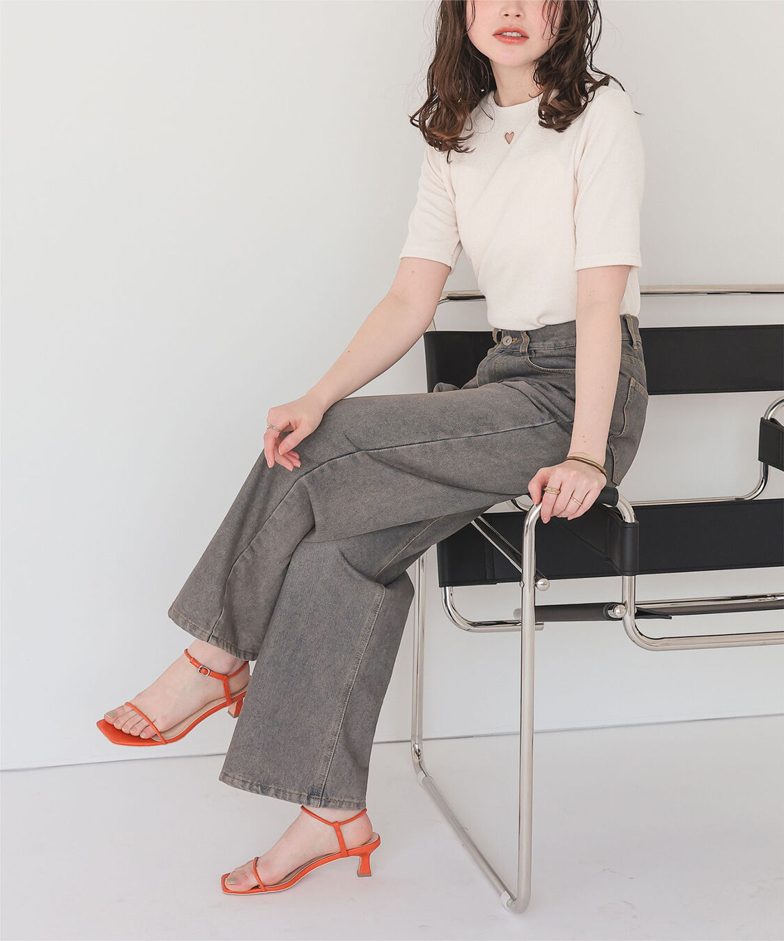 titivate「ハートカット刺繍前後2wayハーフスリーブTシャツ」|Tシャツ・カットソー|