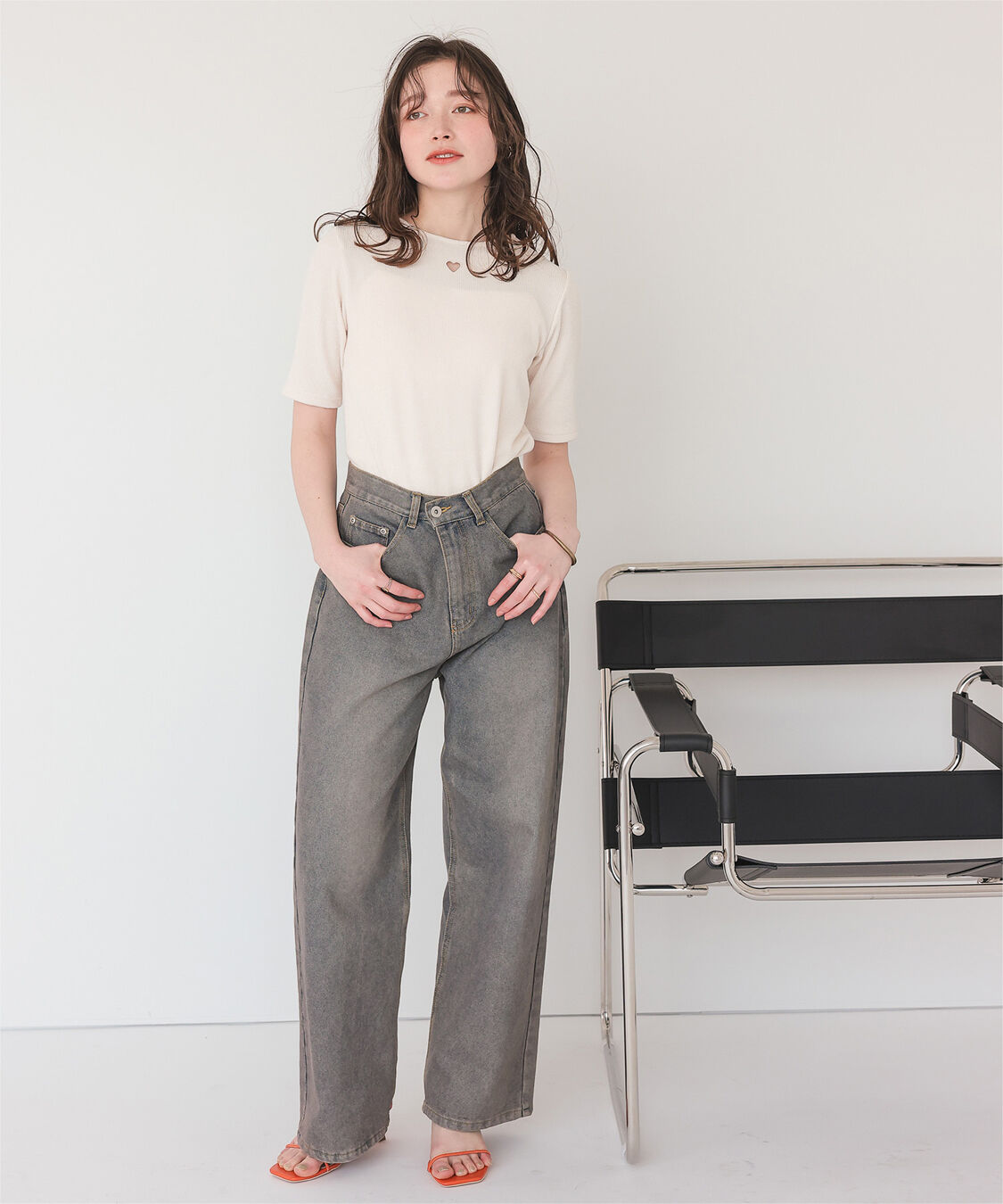 titivate「ハートカット刺繍前後2wayハーフスリーブTシャツ」|Tシャツ・カットソー|