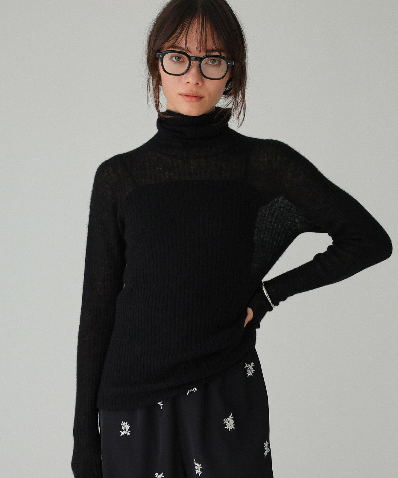 BABYLONE「ウールカシミヤハイネックニット」|ニット・セーター|ﾌﾞﾗｯｸ