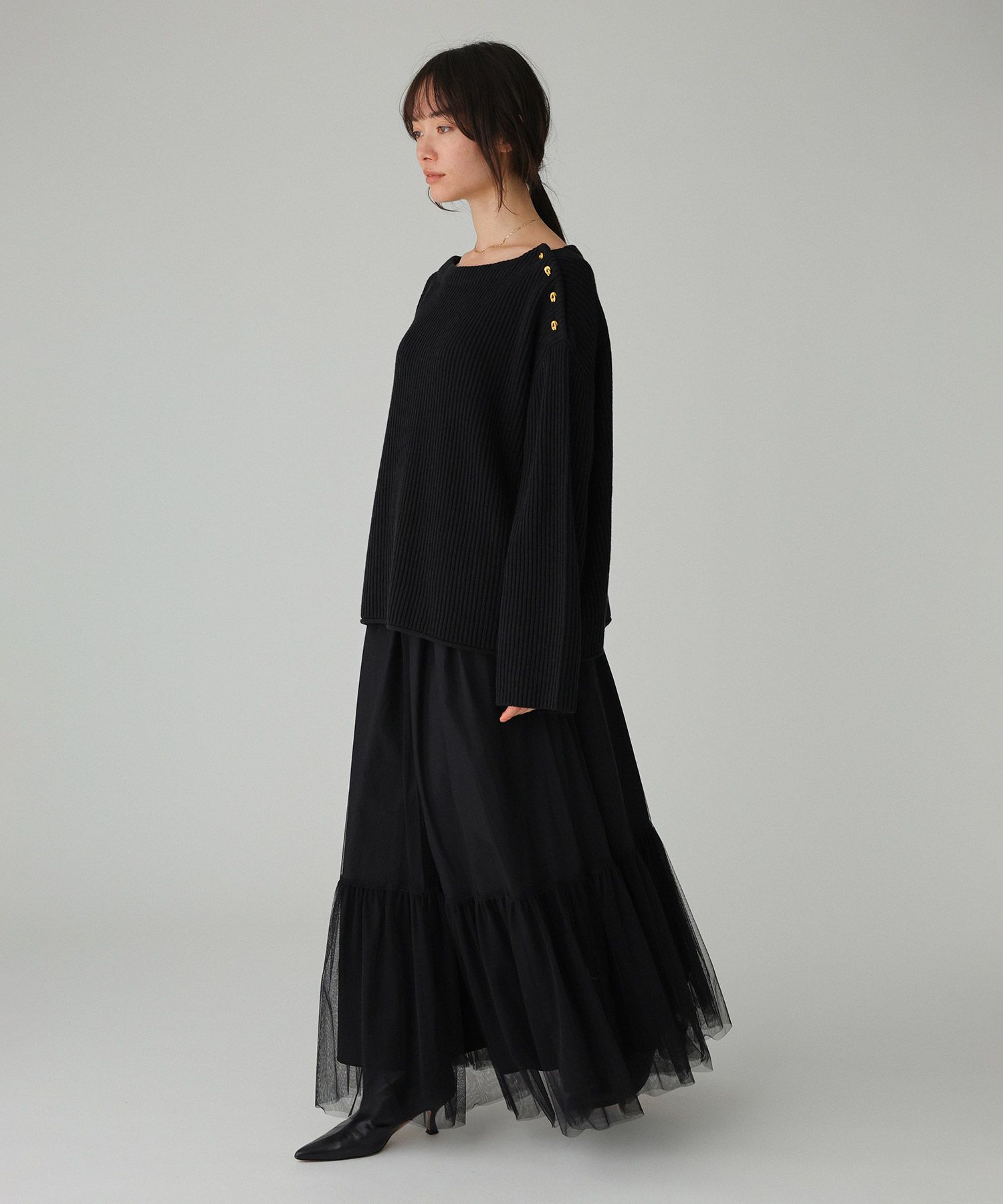 BABYLONE「ショルダーボタンニットプルオーバー」|ニット・セーター|