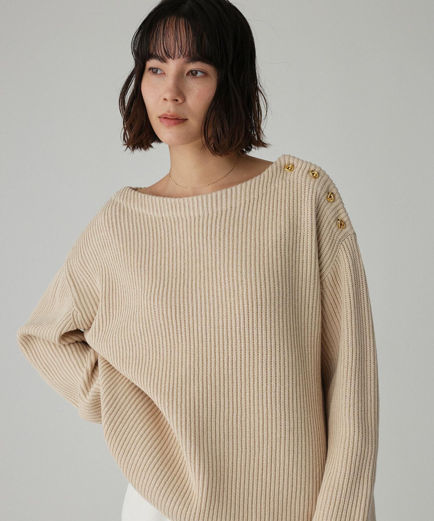 BABYLONE「ショルダーボタンニットプルオーバー」|ニット・セーター|ﾗｲﾄﾍﾞｰｼﾞｭ