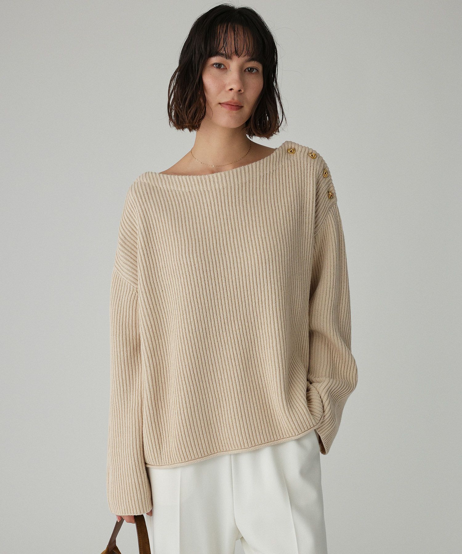 BABYLONE「ショルダーボタンニットプルオーバー」|ニット・セーター|