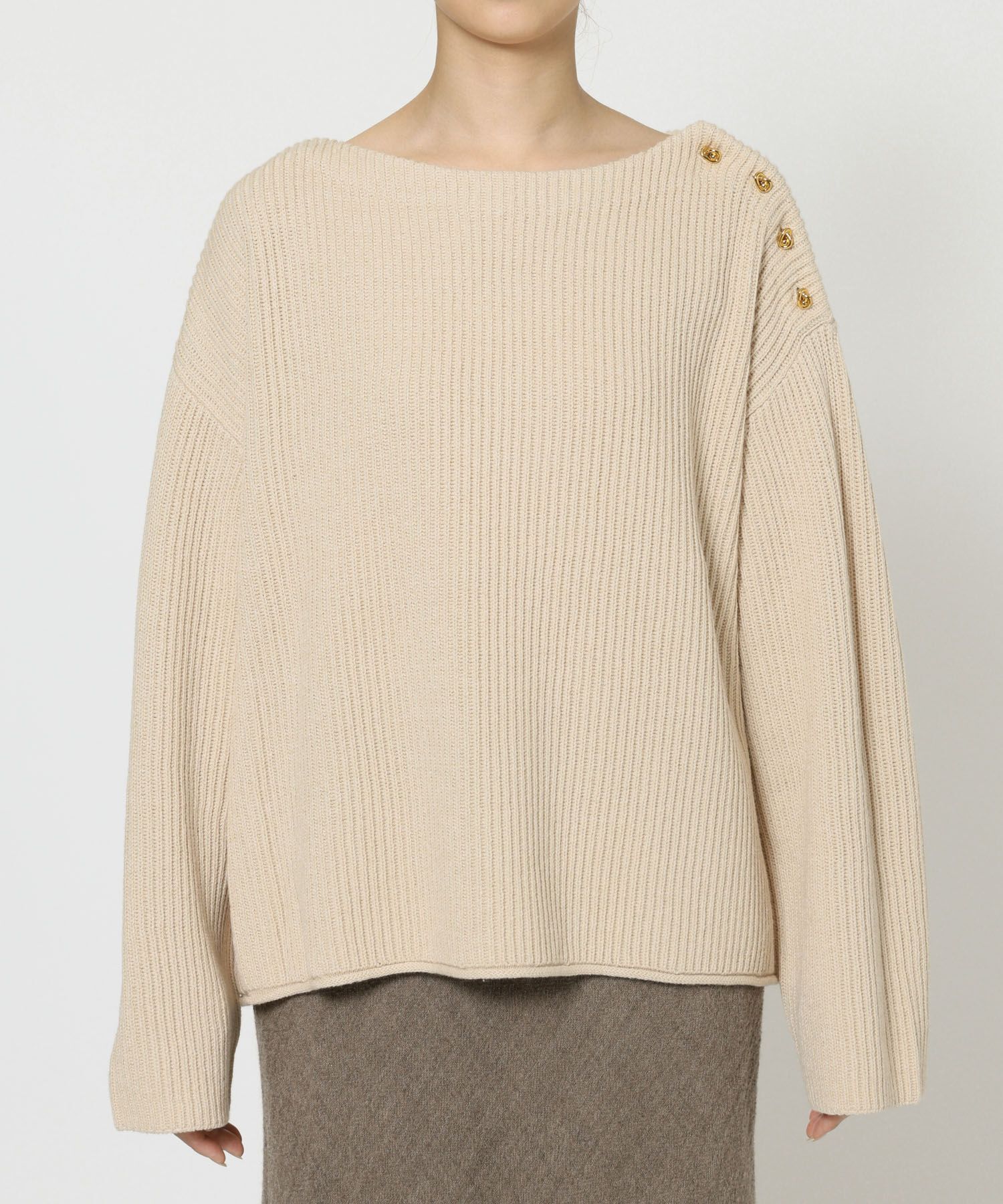 BABYLONE「ショルダーボタンニットプルオーバー」|ニット・セーター|