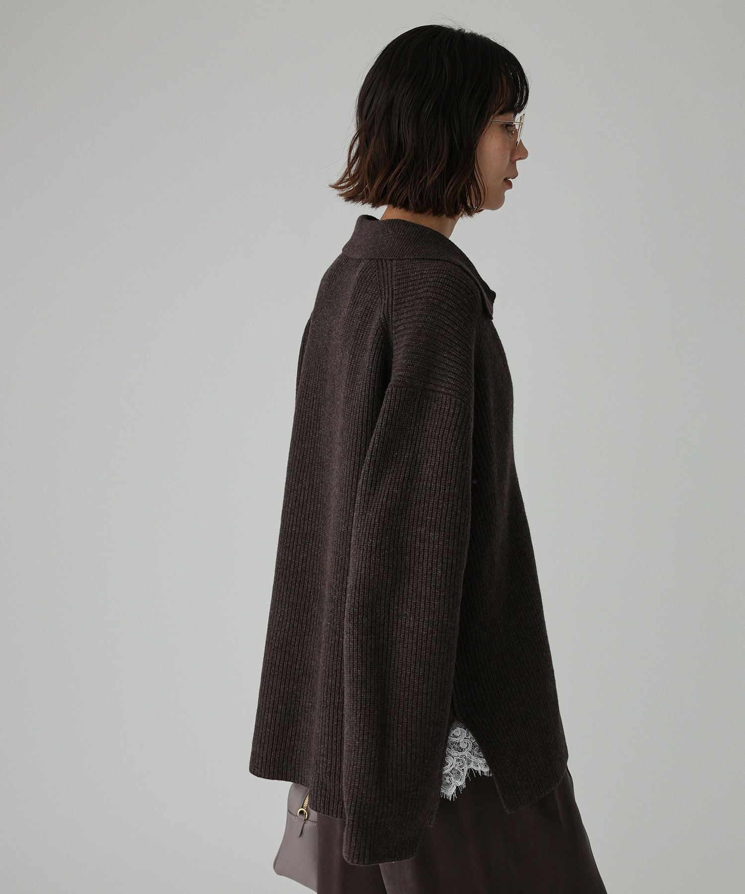 BABYLONE「スキッパーミドルゲージニットプルオーバー」|ニット・セーター|