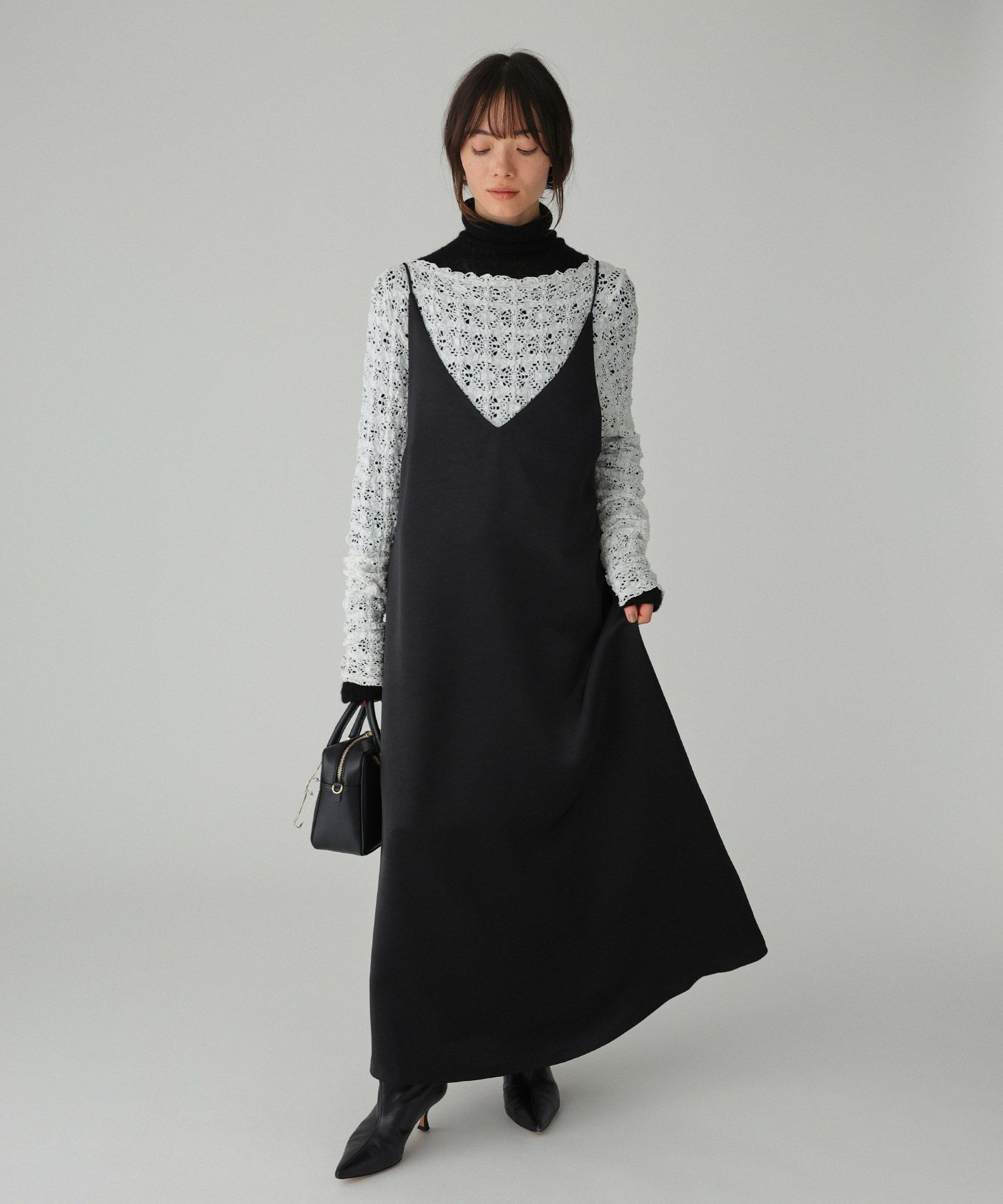 BABYLONE「サテンキャミワンピース」|ワンピース|ﾌﾞﾗｯｸ