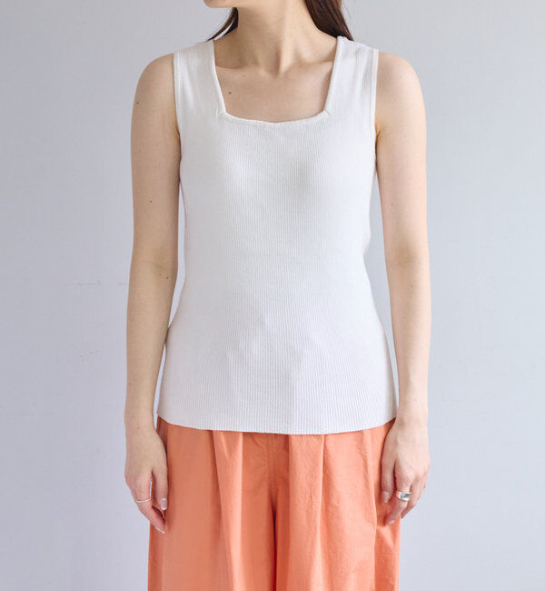  「【Du noir】リネンタッチスクエアネックタンクトップ」|タンクトップ|