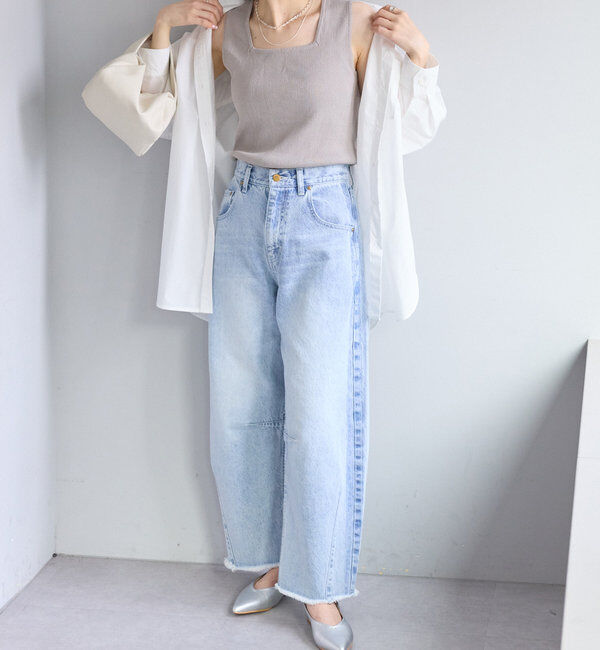  「【Du noir】リネンタッチスクエアネックタンクトップ」|タンクトップ|