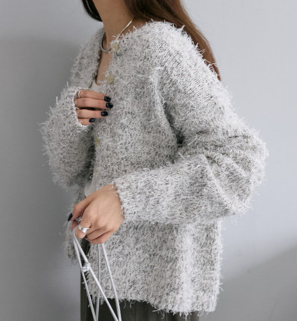  「異素材MIXリボンテープヤーンカーディガン」|カーディガン|