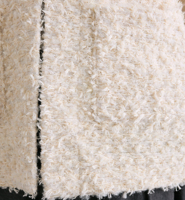  「ツィードライクニットボンディングジャケット」|ノーカラージャケット|