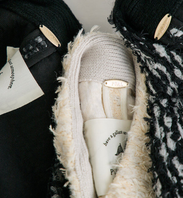  「ツィードライクニットボンディングジャケット」|ノーカラージャケット|