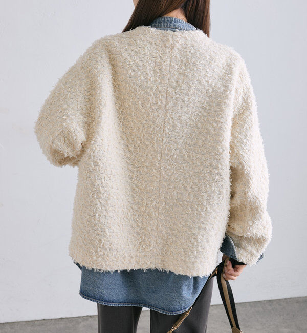  「ツィードライクニットボンディングジャケット」|ノーカラージャケット|