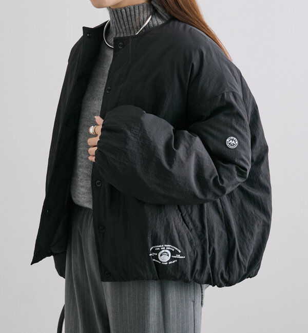  「【リバーシブル】リサイクルダウンノーカラージャケット」|ダウン|