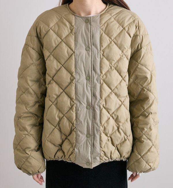  「【リバーシブル】リサイクルダウンノーカラージャケット」|ダウン|