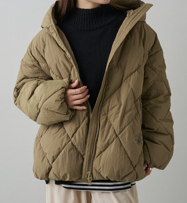  「リサイクルダウンジップアップフードジャケット」|テーラードジャケット|キャメル