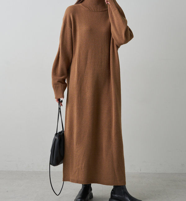  「【手洗いOK】ハンドウォッシャブルニットワンピース」|ワンピース|ベージュ