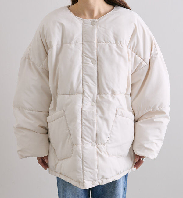  「【WEB限定】マフラー付きノーカラーフェイクダウンジャット」|ダウン|