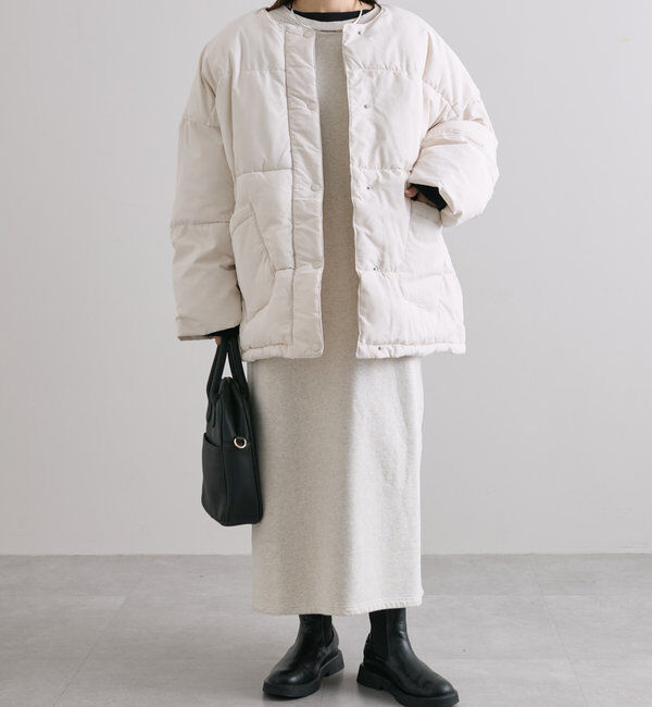  「【WEB限定】マフラー付きノーカラーフェイクダウンジャット」|ダウン|
