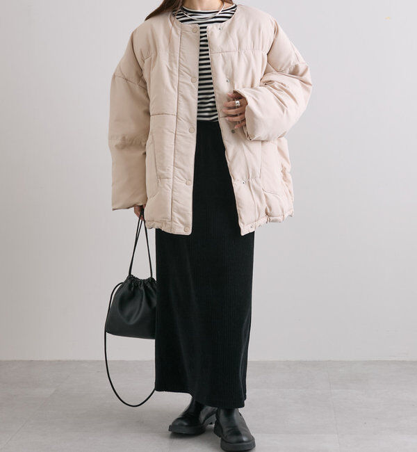  「【WEB限定】マフラー付きノーカラーフェイクダウンジャット」|ダウン|