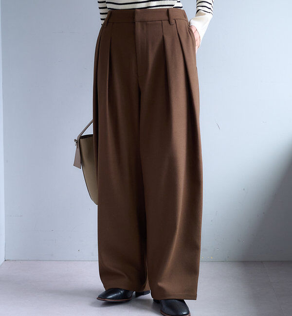 「ツータック起毛スラックスパンツ」|その他|ダークブラウン