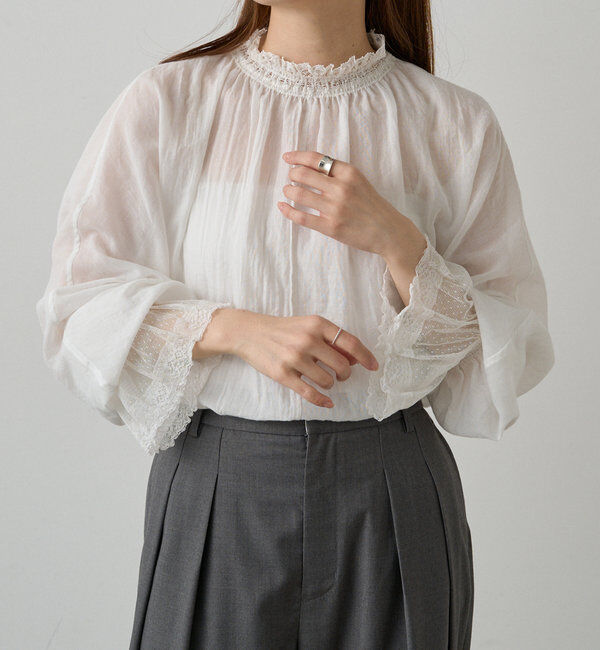  「襟袖レースプチハイネックブラウス」|プルオーバー|