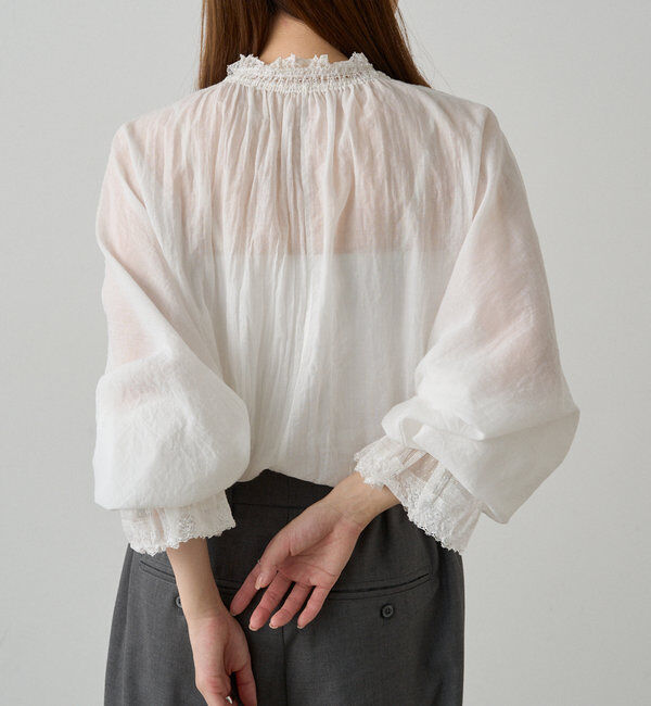  「襟袖レースプチハイネックブラウス」|プルオーバー|