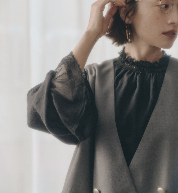  「襟袖レースプチハイネックブラウス」|プルオーバー|