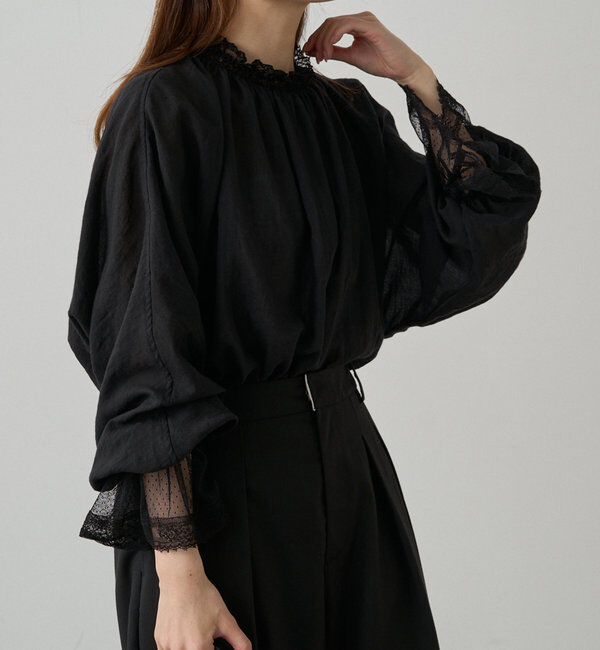  「襟袖レースプチハイネックブラウス」|プルオーバー|