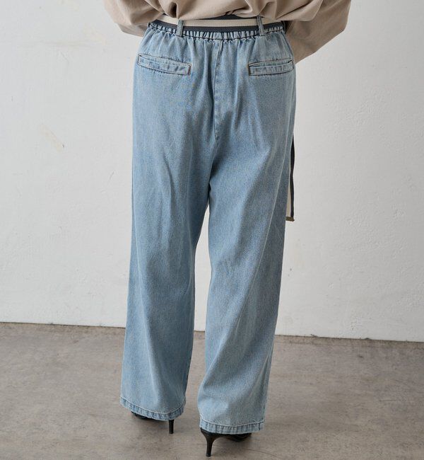  「ベルト付きリラックスデニムパンツ」|デニム|