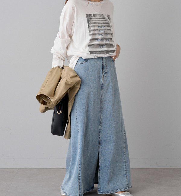  「綿レーヨンデニムスカート」|スカート|