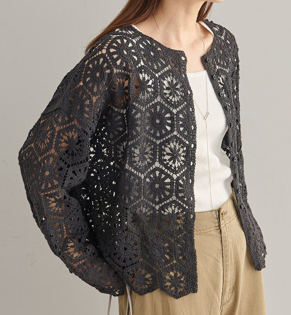  「カギ針編み風2WAYカーディガン」|カーディガン|