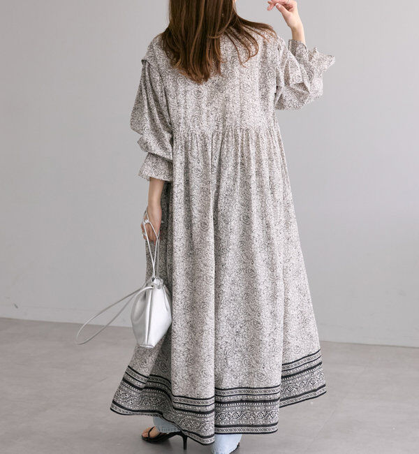  「インドコットンボイルボタニカルプリントワンピース」|ワンピース|