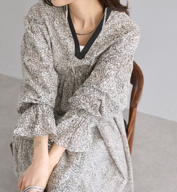  「インドコットンボイルボタニカルプリントワンピース」|ワンピース|