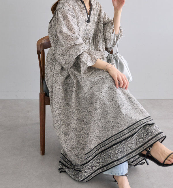  「インドコットンボイルボタニカルプリントワンピース」|ワンピース|